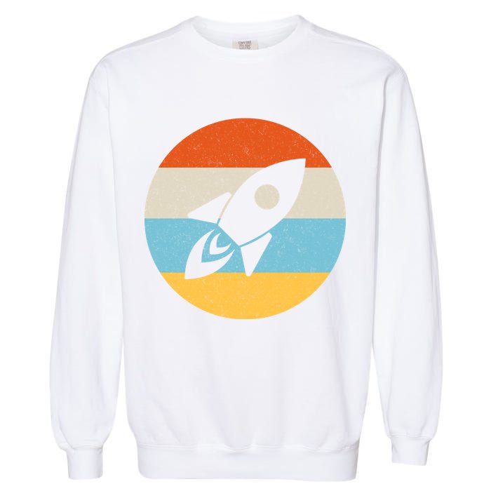 Retro Sunset Spaceship Garment-Dyed Sweatshirt