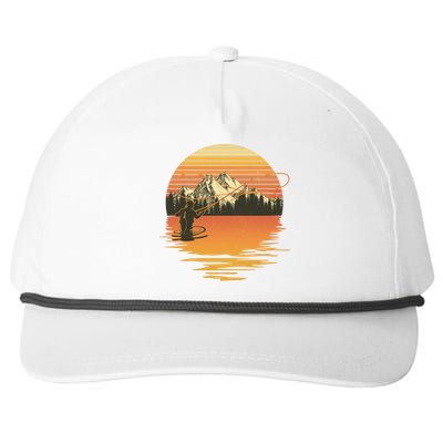 Retro Sunset Sunrise Fly Fisherman Snapback Five-Panel Rope Hat