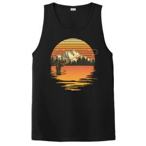 Retro Sunset Sunrise Fly Fisherman PosiCharge Competitor Tank