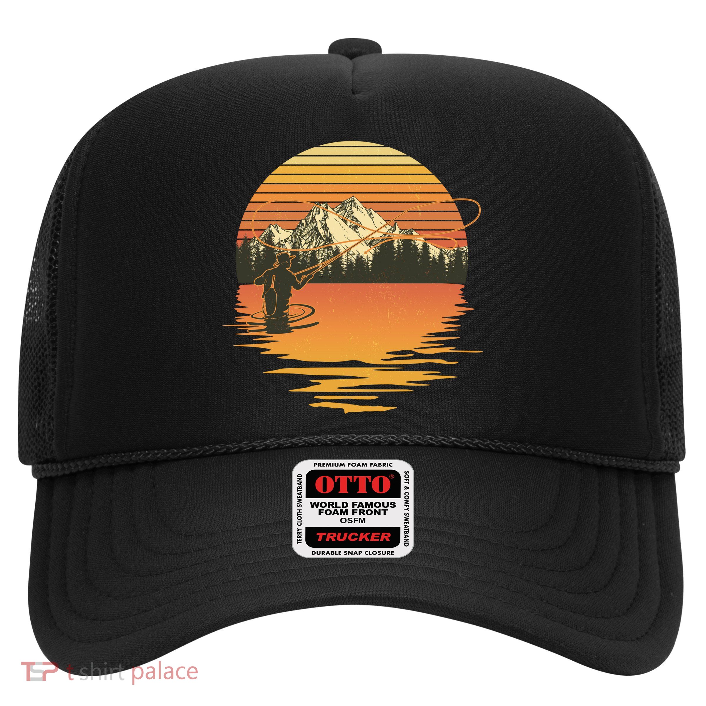 Retro Sunset Sunrise Fly Fisherman Trucker Hat