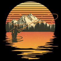 Retro Sunset Sunrise Fly Fisherman Zip Tote Bag