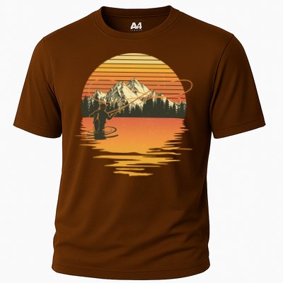 Retro Sunset Sunrise Fly Fisherman Performance Shirt