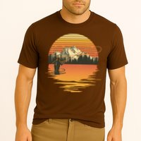 Retro Sunset Sunrise Fly Fisherman Cooling Performance Crew T-Shirt