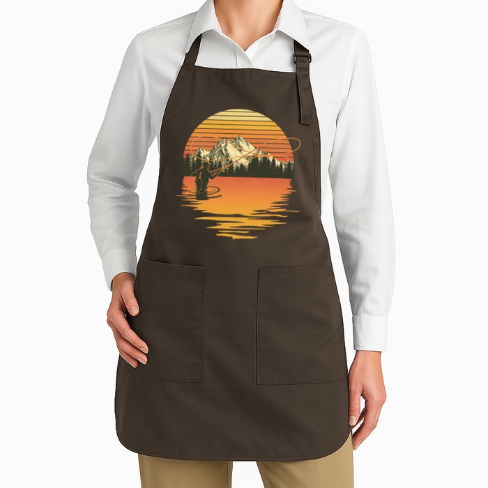 Retro Sunset Sunrise Fly Fisherman Apron