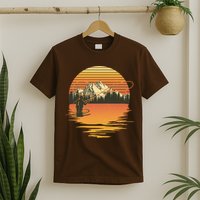Retro Sunset Sunrise Fly Fisherman T-Shirt