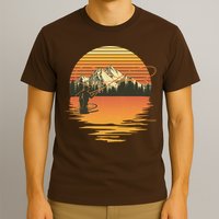Retro Sunset Sunrise Fly Fisherman T-Shirt
