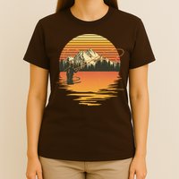 Retro Sunset Sunrise Fly Fisherman T-Shirt