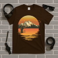 Retro Sunset Sunrise Fly Fisherman T-Shirt