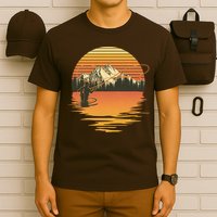 Retro Sunset Sunrise Fly Fisherman T-Shirt