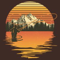 Retro Sunset Sunrise Fly Fisherman T-Shirt