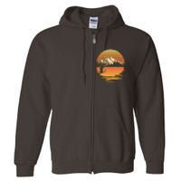 Retro Sunset Sunrise Fly Fisherman Full Zip Hoodie