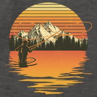 Retro Sunset Sunrise Fly Fisherman Vector Backpack