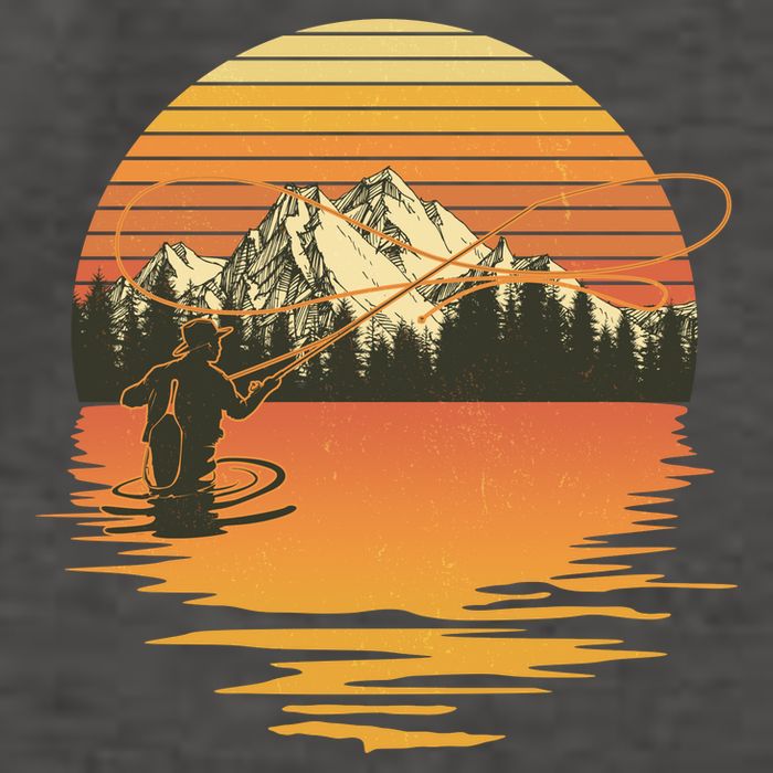 Retro Sunset Sunrise Fly Fisherman Vector Backpack