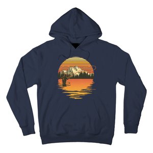 Retro Sunset Sunrise Fly Fisherman Hoodie