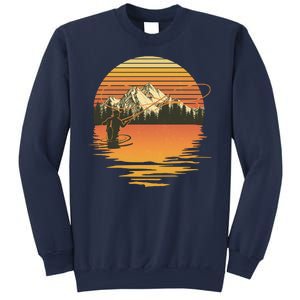 Retro Sunset Sunrise Fly Fisherman Sweatshirt