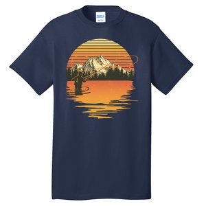 Retro Sunset Sunrise Fly Fisherman Tall T-Shirt