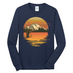 Retro Sunset Sunrise Fly Fisherman Tall Long Sleeve T-Shirt