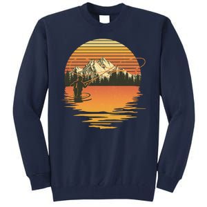 Retro Sunset Sunrise Fly Fisherman Tall Sweatshirt