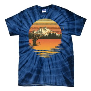 Retro Sunset Sunrise Fly Fisherman Tie-Dye T-Shirt