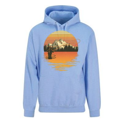 Retro Sunset Sunrise Fly Fisherman Unisex Surf Hoodie