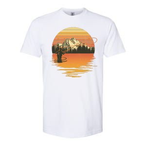 Retro Sunset Sunrise Fly Fisherman Softstyle CVC T-Shirt