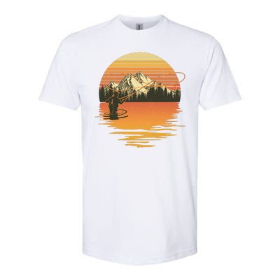 Retro Sunset Sunrise Fly Fisherman Softstyle® CVC T-Shirt