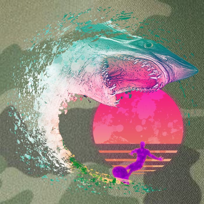 Retro Surfer Shark Wave Legacy Tie Dye Trucker Hat