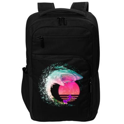 Retro Surfer Shark Wave Impact Tech Backpack