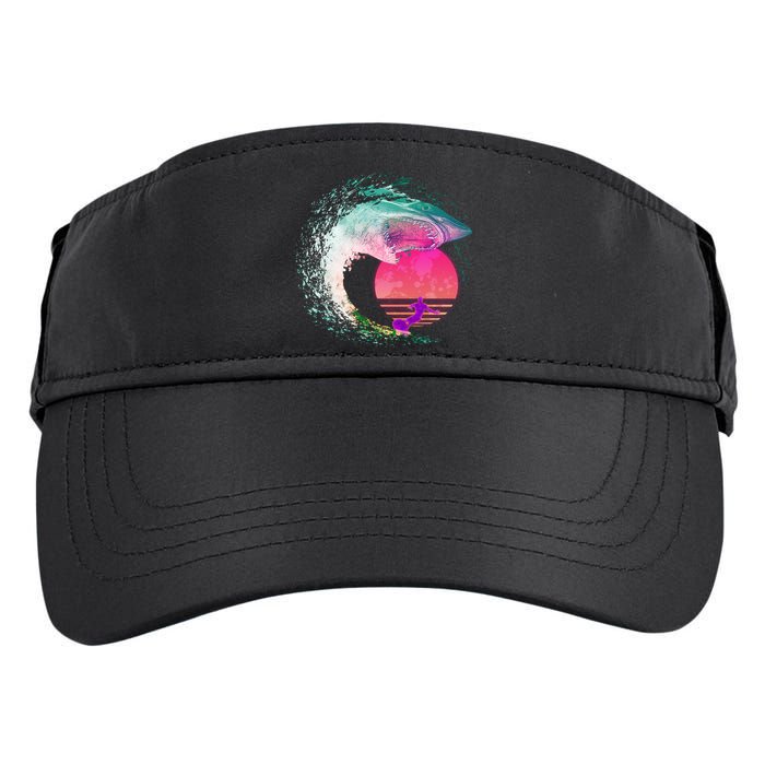 Retro Surfer Shark Wave Adult Drive Performance Visor