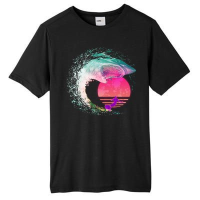 Retro Surfer Shark Wave Tall Fusion ChromaSoft Performance T-Shirt