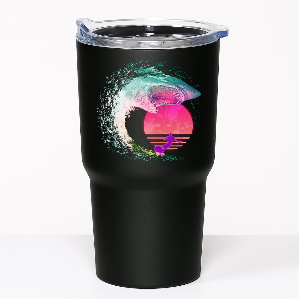 Retro Surfer Shark Wave Tumbler