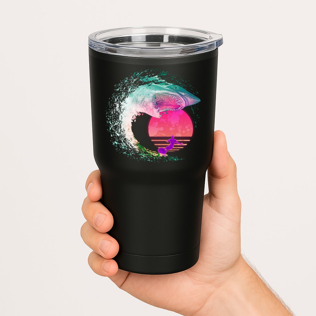 Retro Surfer Shark Wave Tumbler