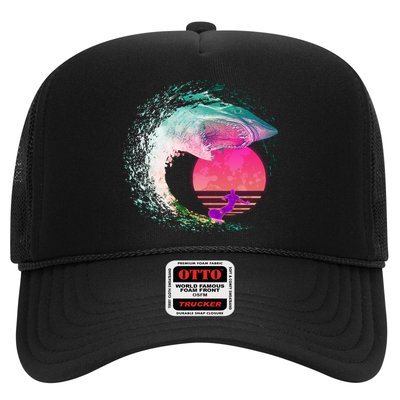 Retro Surfer Shark Wave Trucker Hat