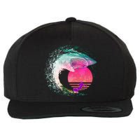 Retro Surfer Shark Wave Wool Snapback Cap
