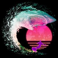 Retro Surfer Shark Wave Wool Snapback Cap