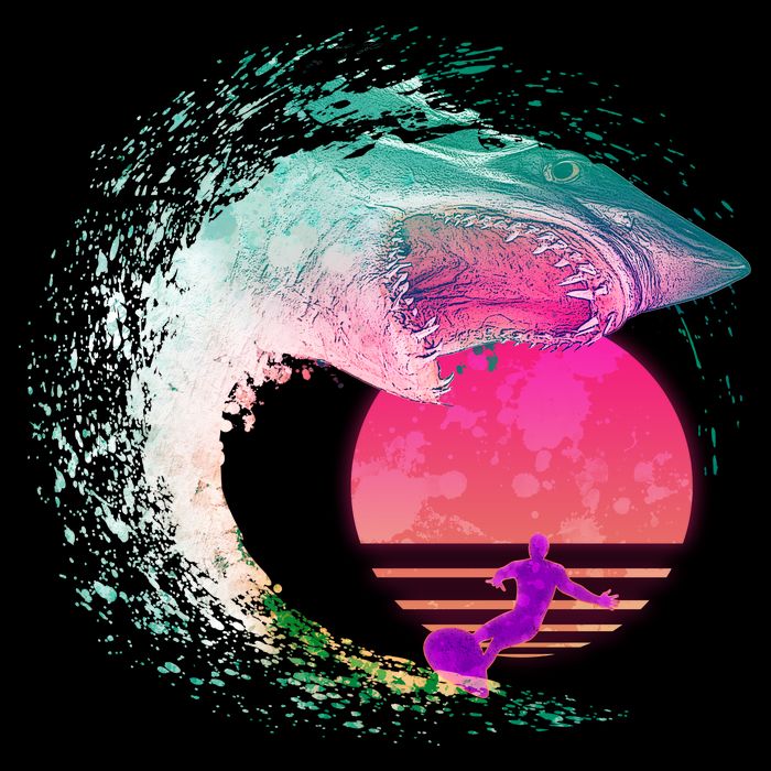 Retro Surfer Shark Wave Wool Snapback Cap