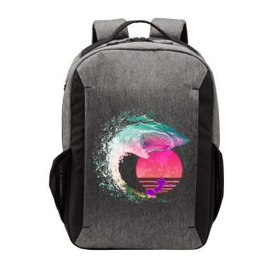 Retro Surfer Shark Wave Vector Backpack