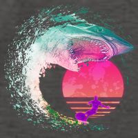 Retro Surfer Shark Wave Vector Backpack