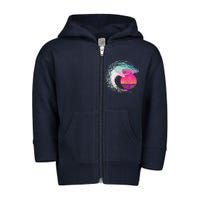 Retro Surfer Shark Wave Toddler Zip Fleece Hoodie