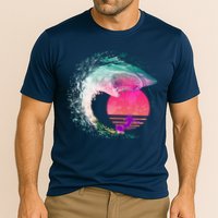 Retro Surfer Shark Wave Performance Shirt