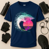 Retro Surfer Shark Wave Performance Shirt