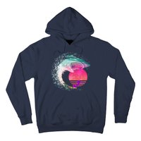 Retro Surfer Shark Wave Hoodie