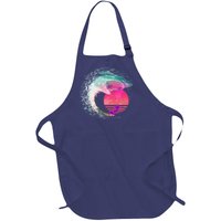 Retro Surfer Shark Wave Full-Length Apron With Pockets