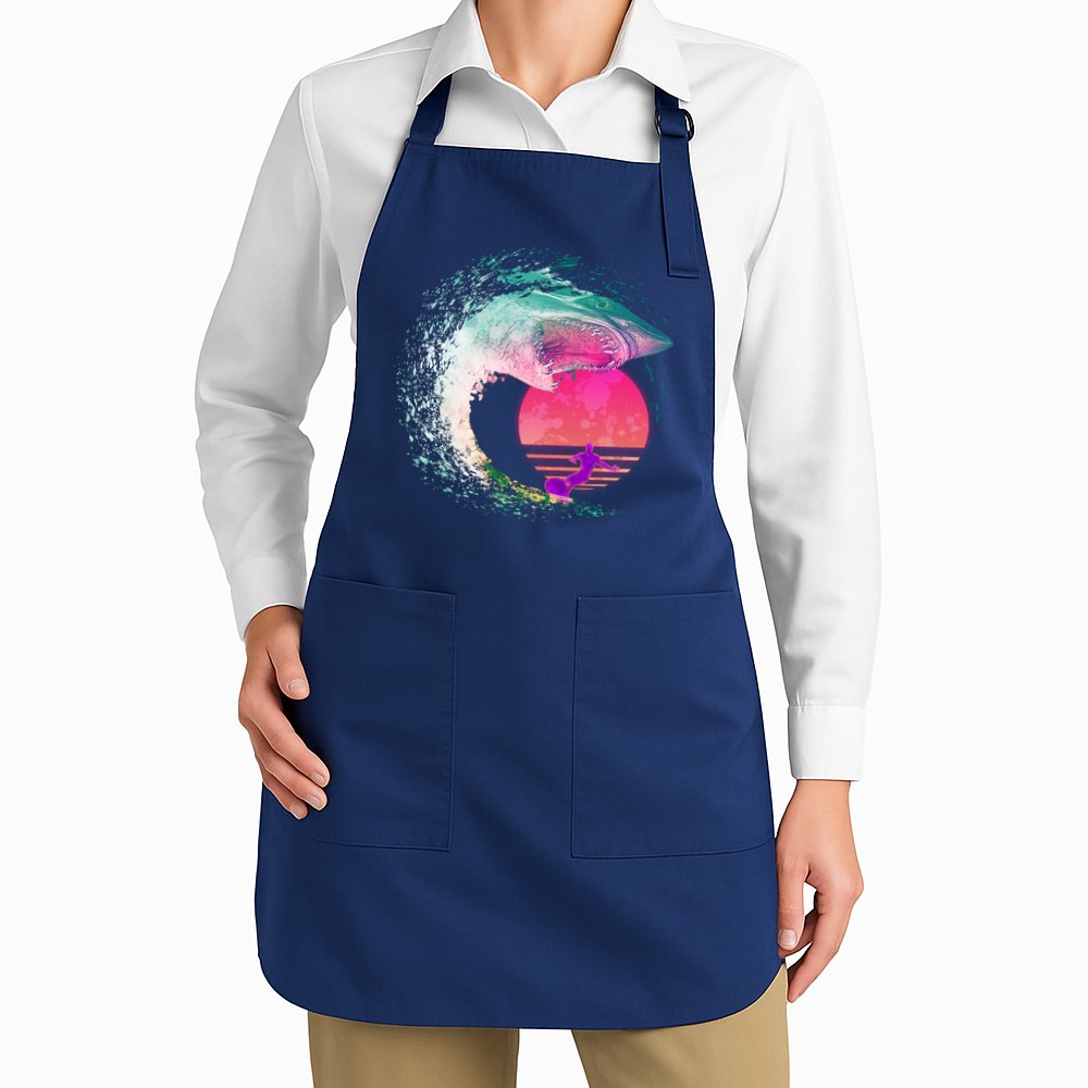 Retro Surfer Shark Wave Apron