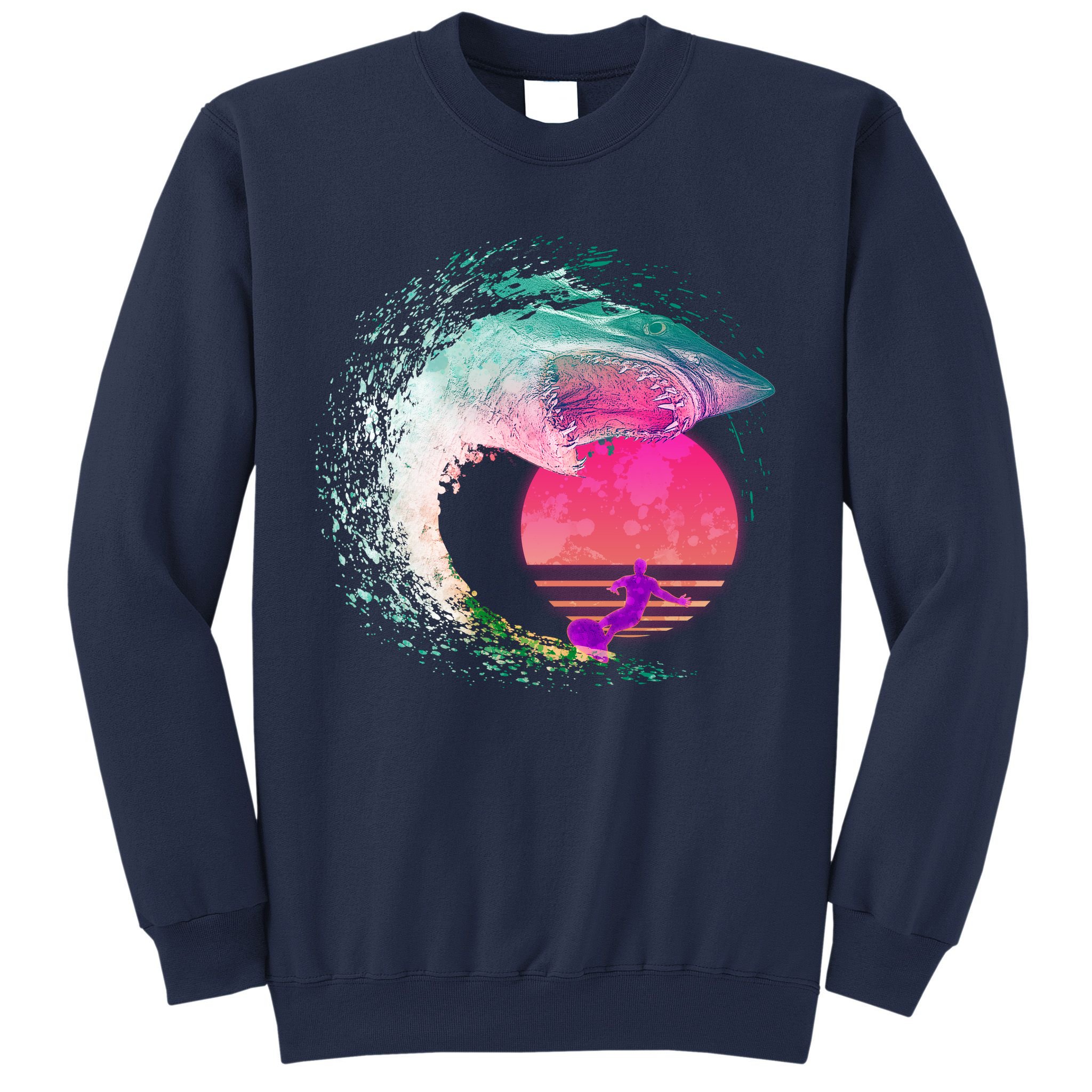 Retro Surfer Shark Wave Sweatshirt
