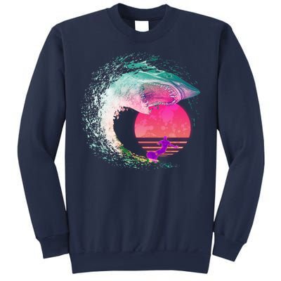 Retro Surfer Shark Wave Sweatshirt