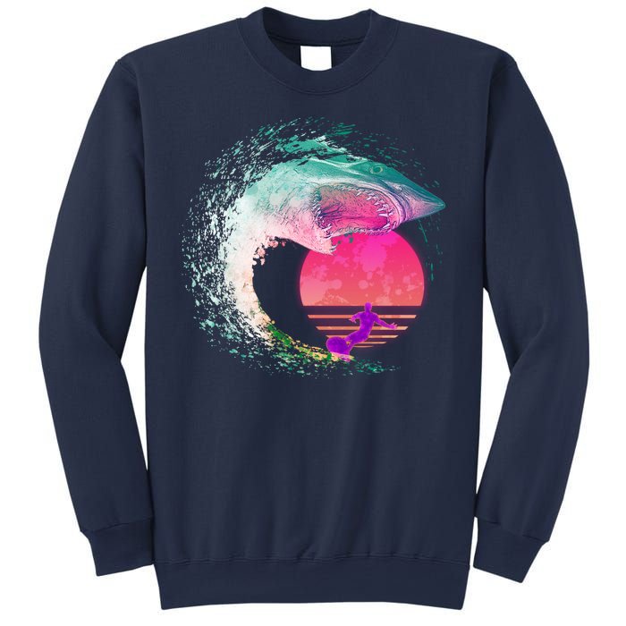 Retro Surfer Shark Wave Sweatshirt