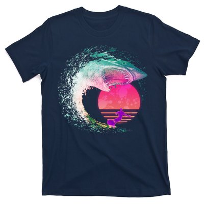 Retro Surfer Shark Wave T-Shirt