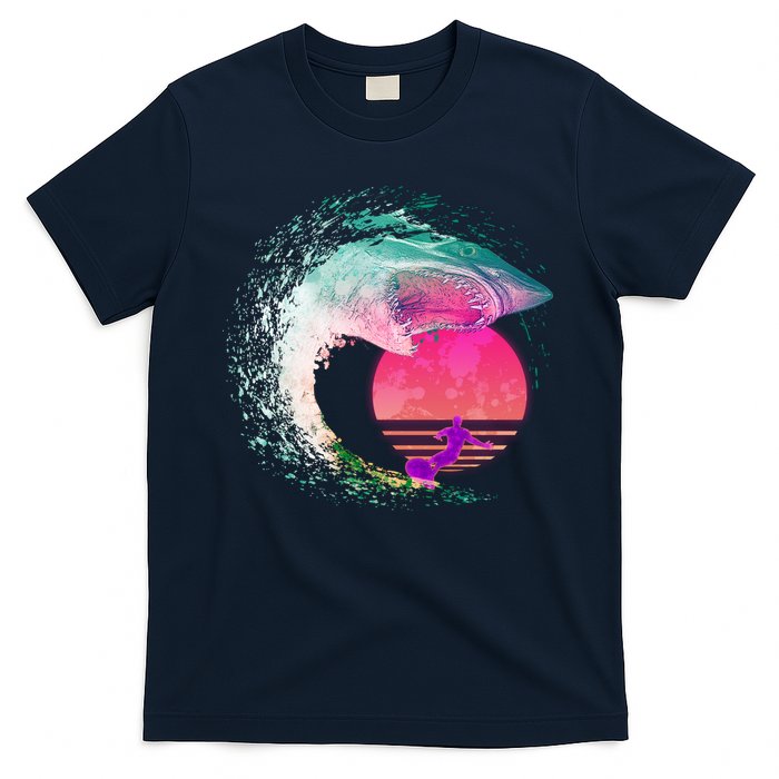 Retro Surfer Shark Wave T-Shirt