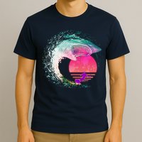 Retro Surfer Shark Wave T-Shirt